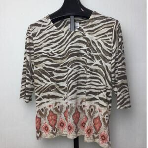Ntouch Zebra Print Quarter Length Sleeve Large